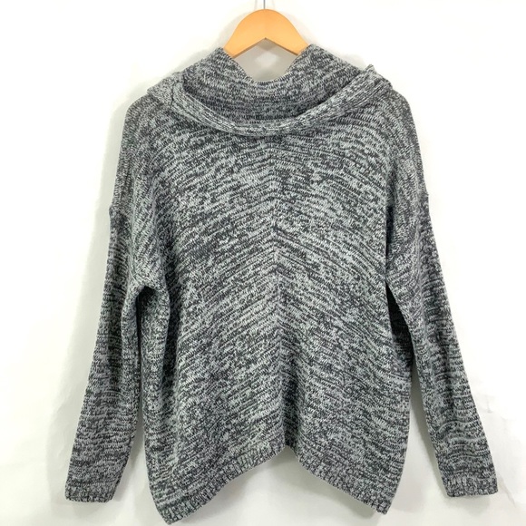 Express Long Sleeve Cowl Neck Sweater Heather Gray & White G4 - Picture 5 of 8